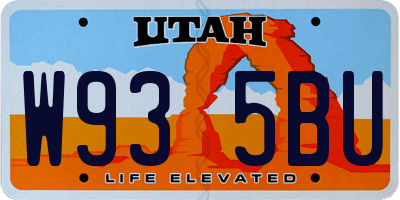 UT license plate W935BU