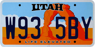 UT license plate W935BY