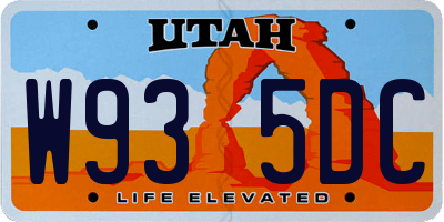UT license plate W935DC