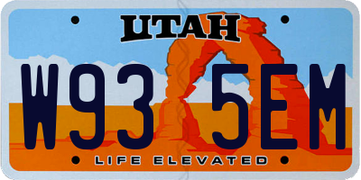 UT license plate W935EM