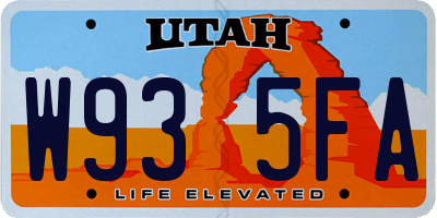 UT license plate W935FA