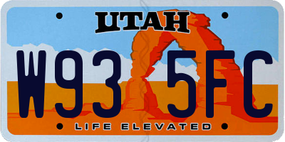 UT license plate W935FC
