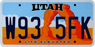 UT license plate W935FK
