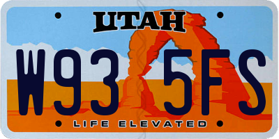 UT license plate W935FS
