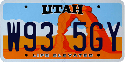 UT license plate W935GY