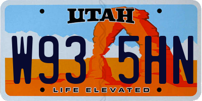 UT license plate W935HN