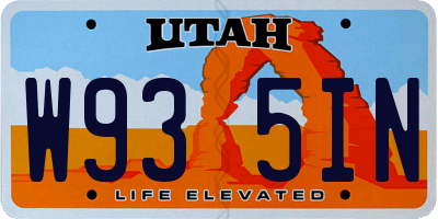UT license plate W935IN