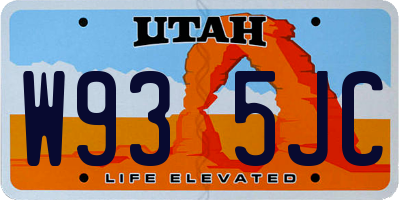 UT license plate W935JC