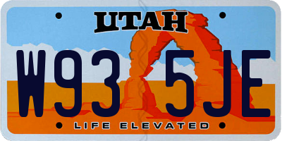 UT license plate W935JE