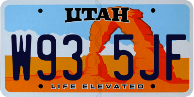 UT license plate W935JF