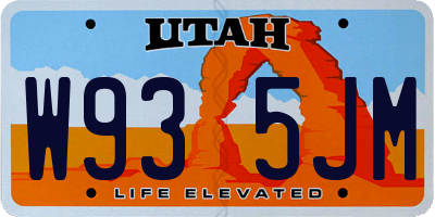 UT license plate W935JM