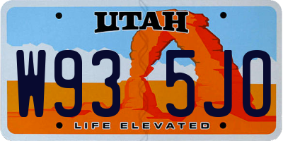 UT license plate W935JO