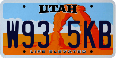 UT license plate W935KB