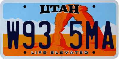 UT license plate W935MA