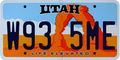 UT license plate W935ME