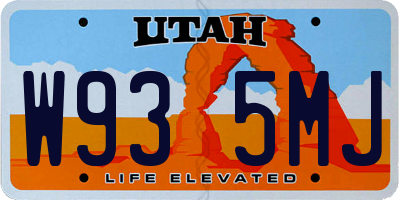 UT license plate W935MJ