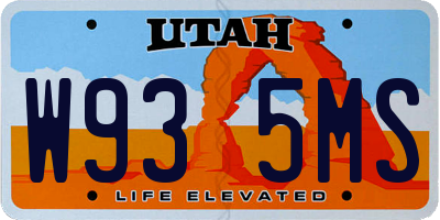 UT license plate W935MS