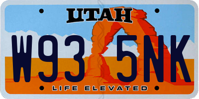 UT license plate W935NK
