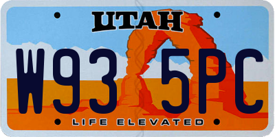 UT license plate W935PC