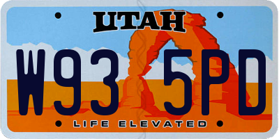 UT license plate W935PD