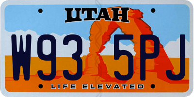 UT license plate W935PJ