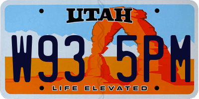 UT license plate W935PM