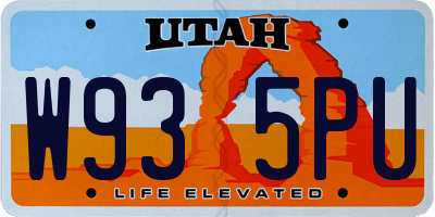 UT license plate W935PU