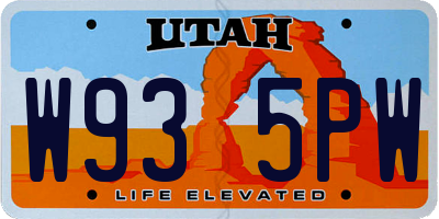 UT license plate W935PW