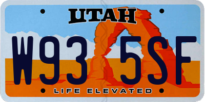 UT license plate W935SF