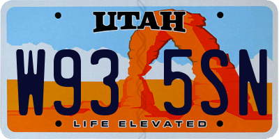 UT license plate W935SN