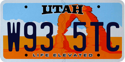UT license plate W935TC