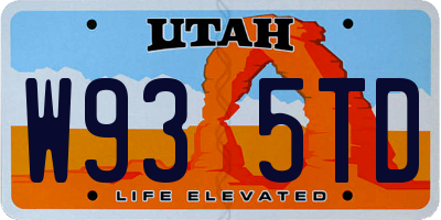 UT license plate W935TD