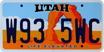 UT license plate W935WC