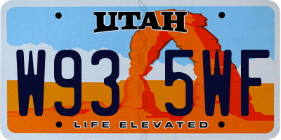 UT license plate W935WF