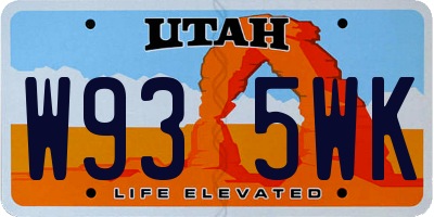 UT license plate W935WK