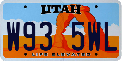 UT license plate W935WL