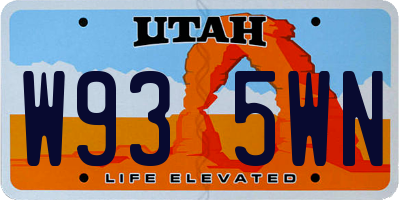 UT license plate W935WN