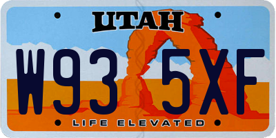 UT license plate W935XF