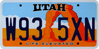 UT license plate W935XN