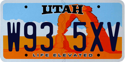 UT license plate W935XV
