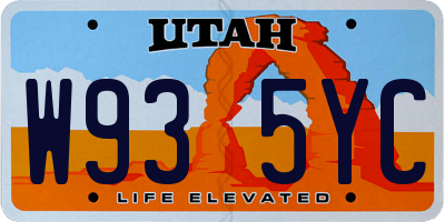 UT license plate W935YC