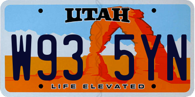 UT license plate W935YN