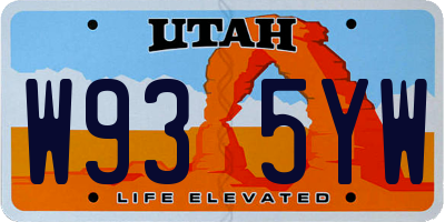UT license plate W935YW