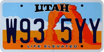 UT license plate W935YY