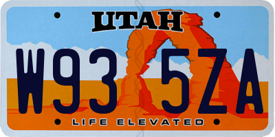 UT license plate W935ZA