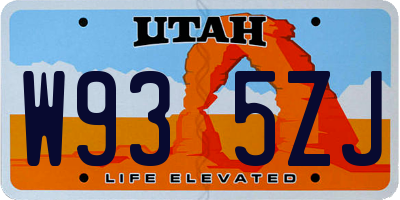 UT license plate W935ZJ