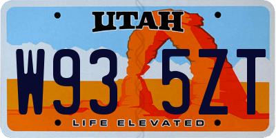 UT license plate W935ZT