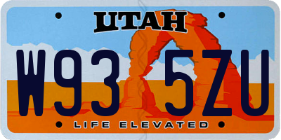 UT license plate W935ZU