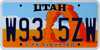 UT license plate W935ZW