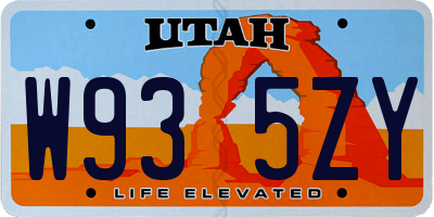 UT license plate W935ZY